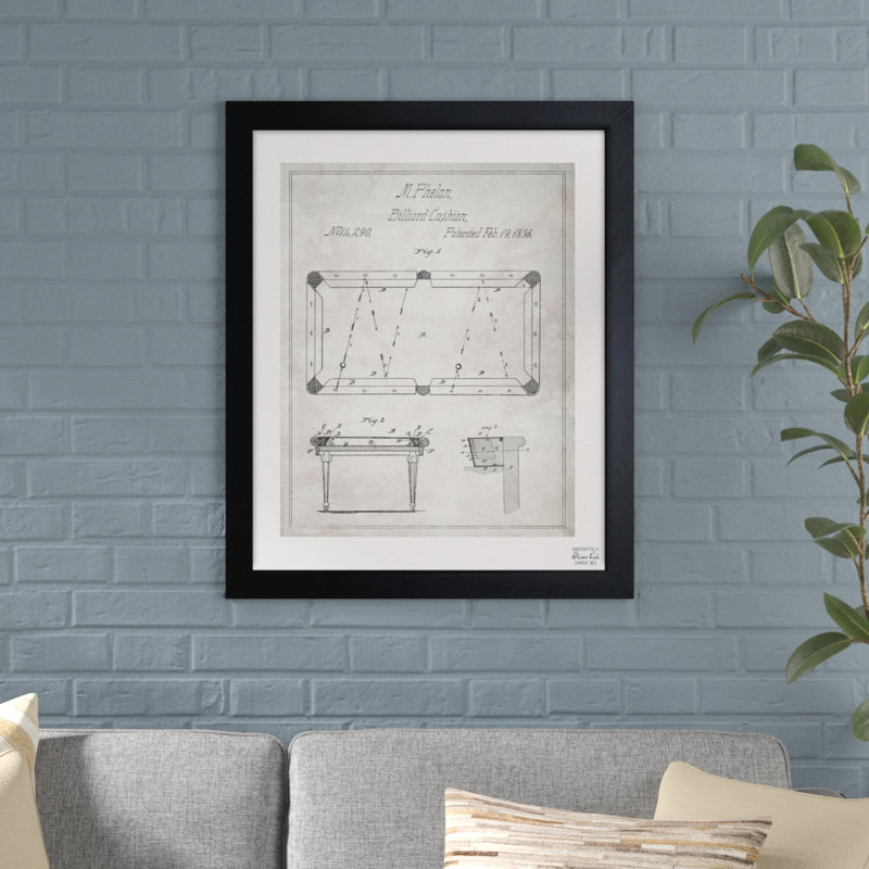 Williston Forge Pool Table 1856 Framed Graphic Art Print On