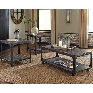 Design Industrial 3-Piece Table Set, Includes Coffee Table And 2 End Tables, Brown & Black by Williston Forge