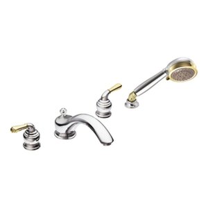 Monticello Two Handle Roman Tub Faucet with Built In Diverter in Chrome with Porcelain