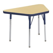 Standard Legs with Swivel Glides for Collaborative Seating Environments Adjustable Height 19-30 inches FDP Trapezoid Activity School and Office Table 24 x 48 inch Gray Top and Blue Edge 