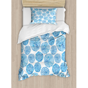 Go to store & view more images East Urban Home Watercolor Ethnic Japanese Flower Circle Petal Pattern Spring Inspired Hand Drawn Print Duvet Set