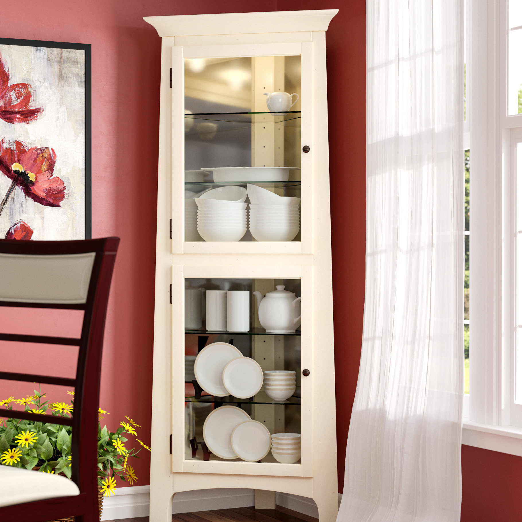 Red Barrel Studio Bankston Lighted Corner Curio Cabinet Reviews