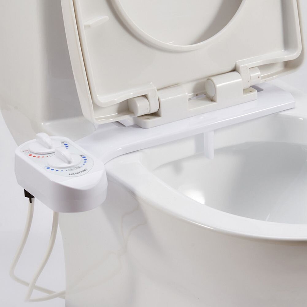 Adjustable Water Spray Non-Electric 2 Nozzle Bidet Toilet Seat Attachment 