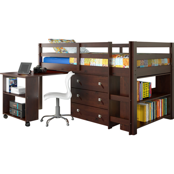Viv Rae Senger Twin Low Loft Bed With Bookcase And Drawers