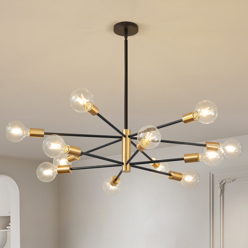 Modern Sputnik Chandelier, George Oliver 12-light Black And Gold Chandelier,mid Century Pendant Light Finish: Black/Gold