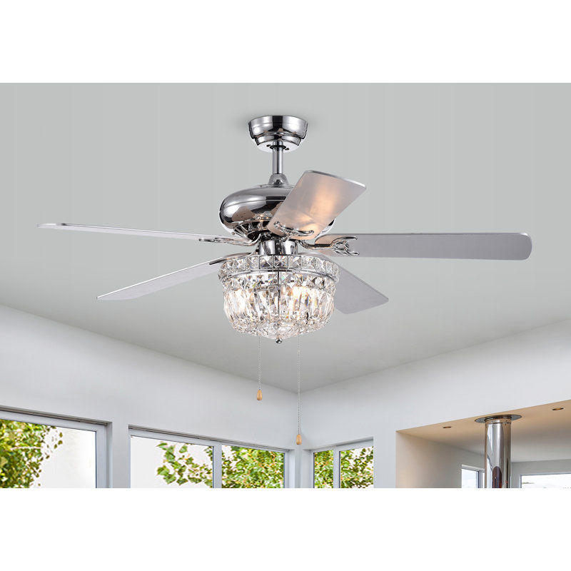 House of Hampton® Rettig 52-inch Chrome Lighted Ceiling ...
