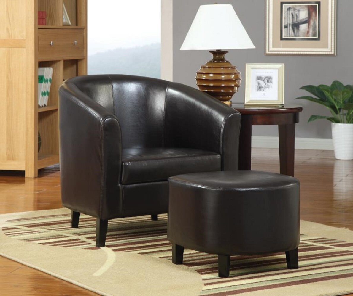 wide barrel chair and ottoman