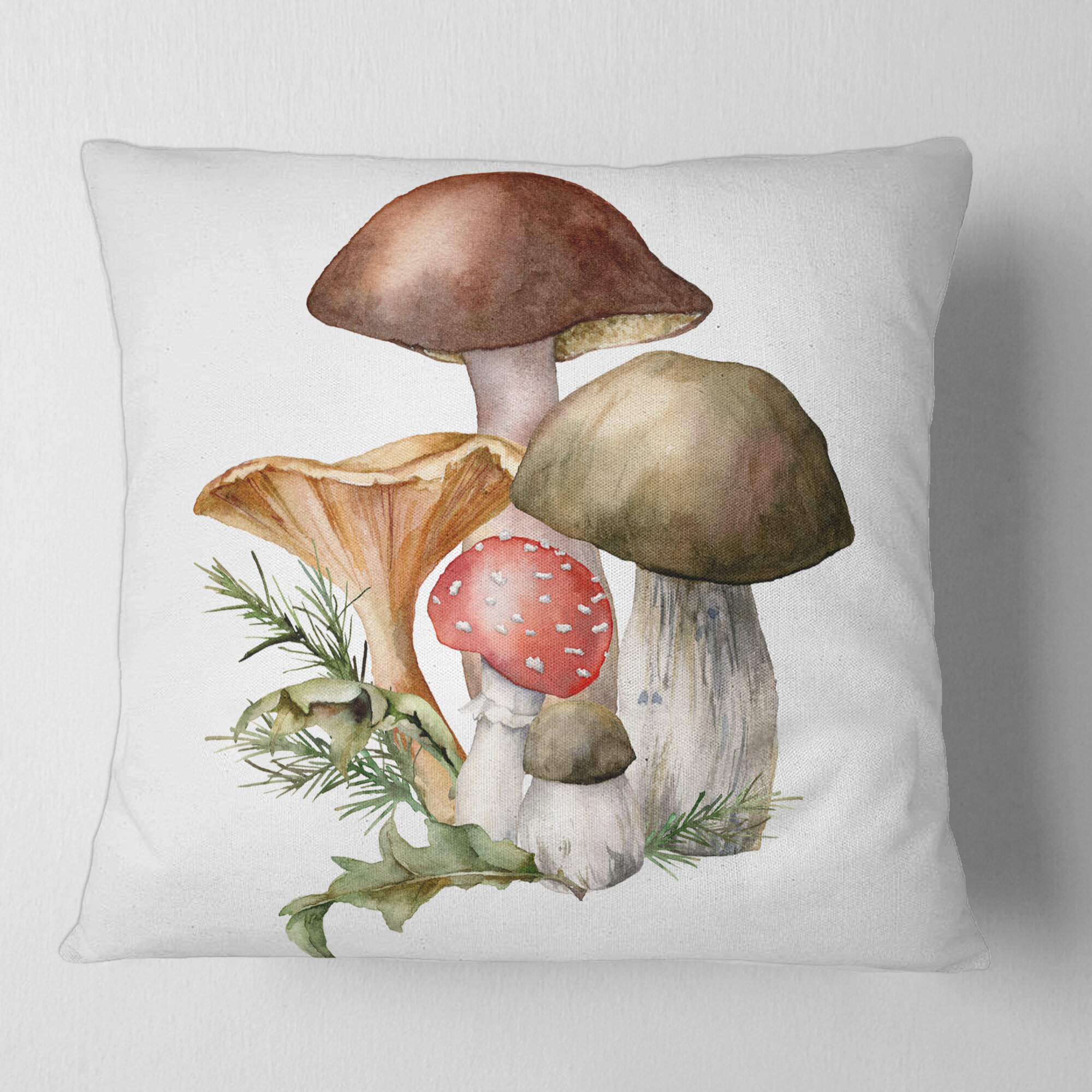Red Little Mushroom Cotton Linen Throw Pillow Covers Square Home Decorative Cushion Pillowcase 18×18 in 