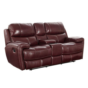 Go to store & view more images Red Barrel Studio Chasse Leather Power Reclining Loveseat with Console