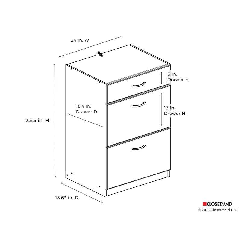 Closetmaid Dimensions 36 H X 24 W X 19 D 3 Drawer Base Cabinet