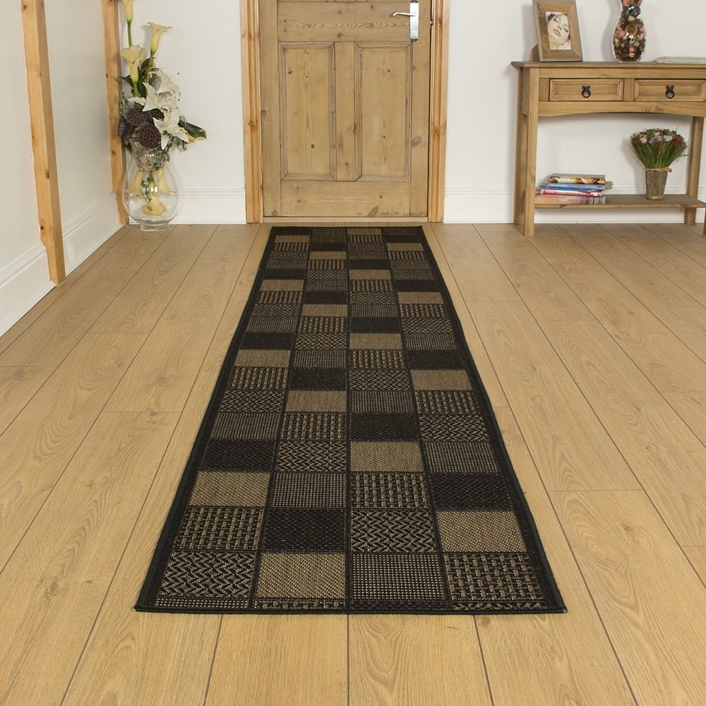 Balfour Falls Flatweave Black Hallway Runner Rug