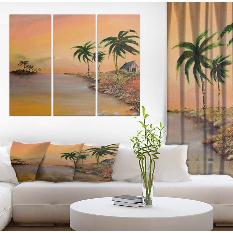 East Urban Home Coconut Trees Under The Sunset Oil Painting