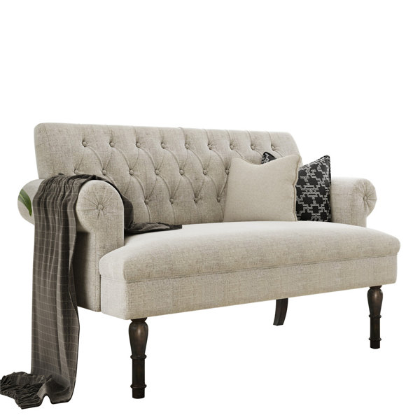 Charlton Home Azat 58 27 Wide Linen Rolled Arm Loveseat Wayfair