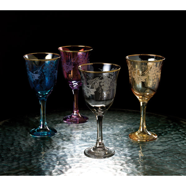 Wine Glasses Home Garden Vintage Etched Large 8 5 Multi Colored Wine Glasses Set 4 Grape Art Deco Design Topografiapv Cl ‡setup charge is per color/location. multi colored wine glasses set 4 grape