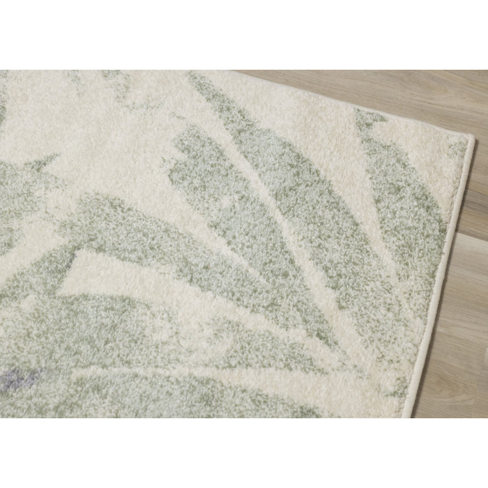 Bayou Breeze Oestreich Performance Cream/Green Rug & Reviews | Wayfair