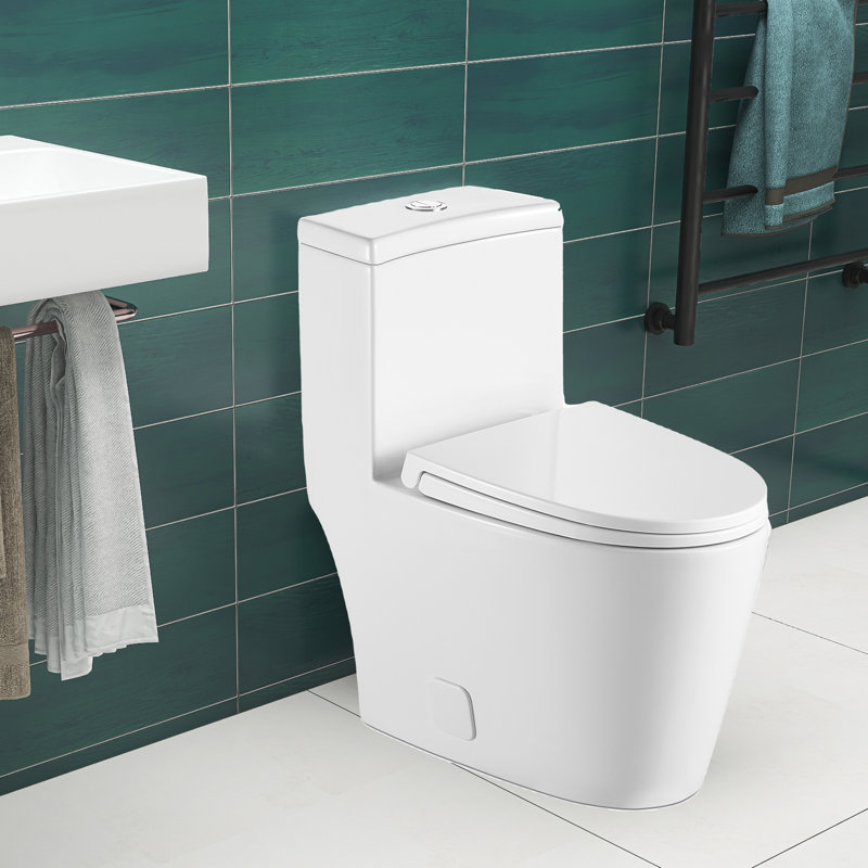 Jimsmaison Dual Flush Elongated One Piece Toilet Seat Included Wayfair