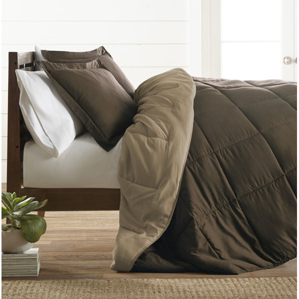 Ultra Soft Luxurious Chic Casual Brown Tan Beige Taupe Stitch Comforter Set New