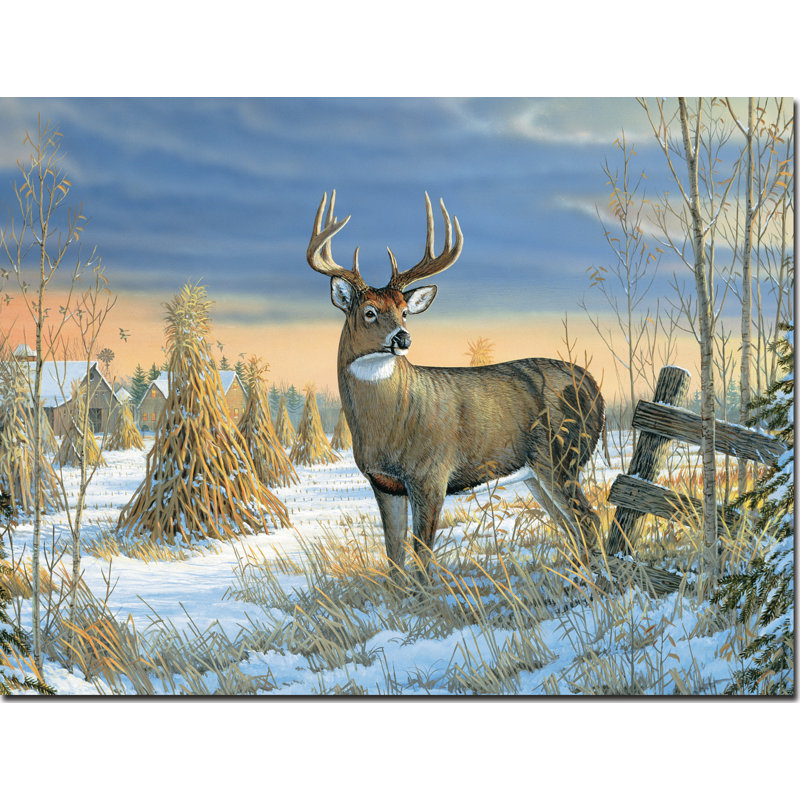 Wgi Gallery Whitetail Deer In Winter Painting Print On Wood