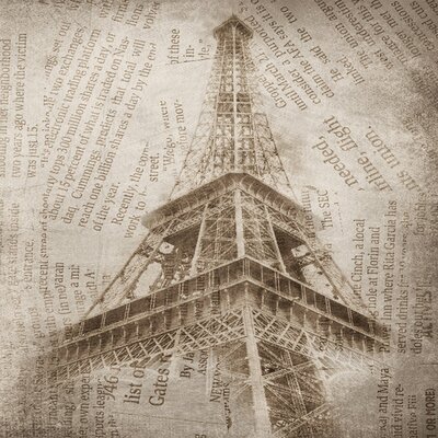 Eiffel Tower II Graphic Art on Wrapped Canvas East Urban Home Size: 37