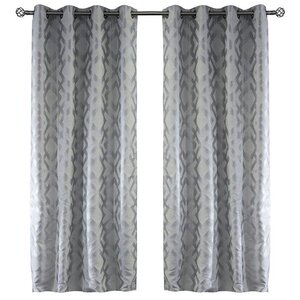 Lite Out Geometric Blackout Grommet Curtain Panels (Set of 2)