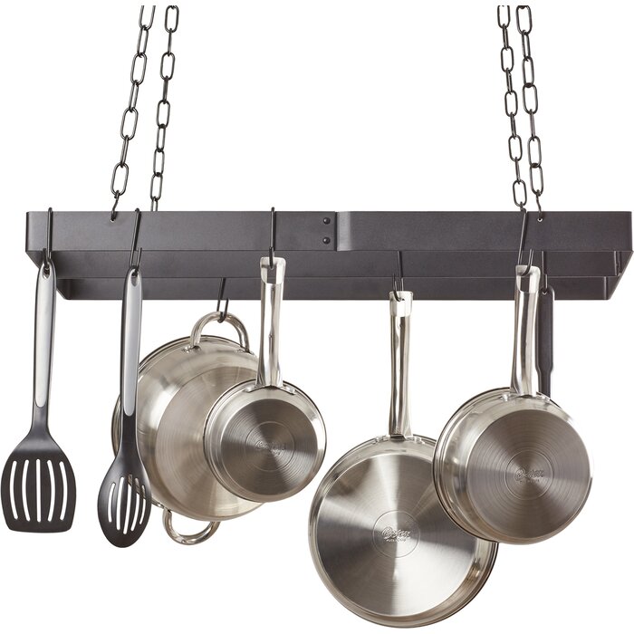 Rebrilliant Ceiling Mount Pot Rack With Centerbar Reviews Wayfair