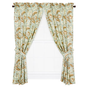 Fulton Nature/Floral Semi-Sheer Rod Pocket Curtain Panels (Set of 2)