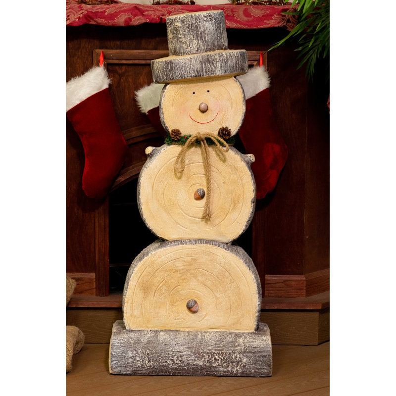 The Holiday Aisle Wooden Snowman Statue Wayfair