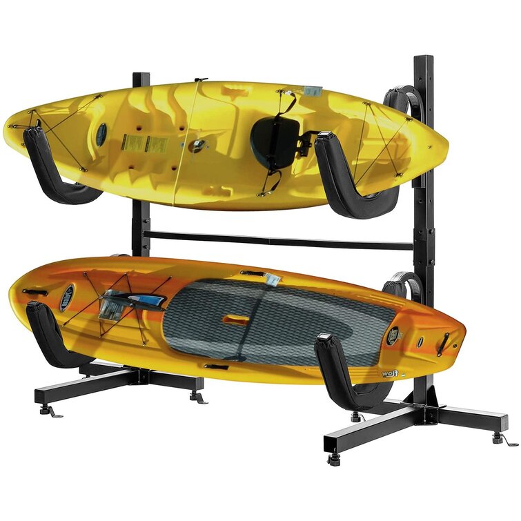 Heavy Duty Free Standing Kayak Rack Dual Storage Rack for SUP Height Black