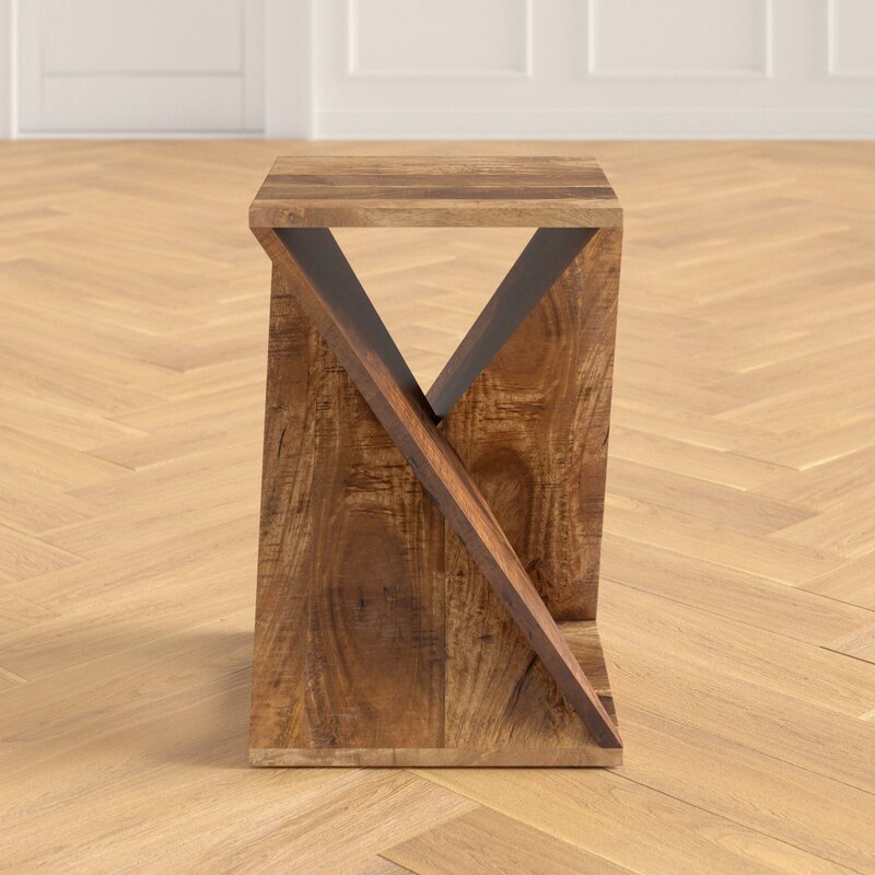 buran solid wood abstract end table