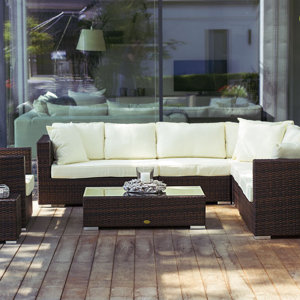 6-tlg. Polyrattan-Lounge-Set mit Kissen von Esse..