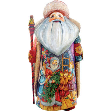 Debrekht Carved Wood and Hand-Painted Giving Father Frost Santa 12 G