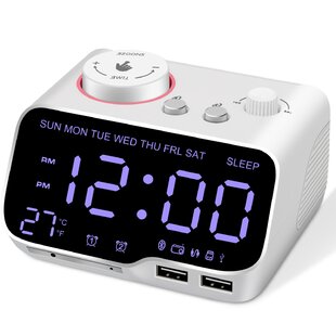 Clock Speakers Mini Bluetooth Speaker Alarm Clock Wireless Sound Box with LED Display for Home Outdoor Travel Pink,Alarm Clock Speaker 
