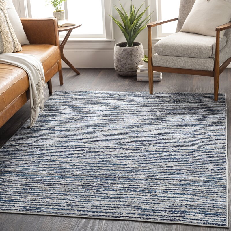 Breakwater Bay Otani Modern Power Loom Beige/Navy Rug & Reviews ...