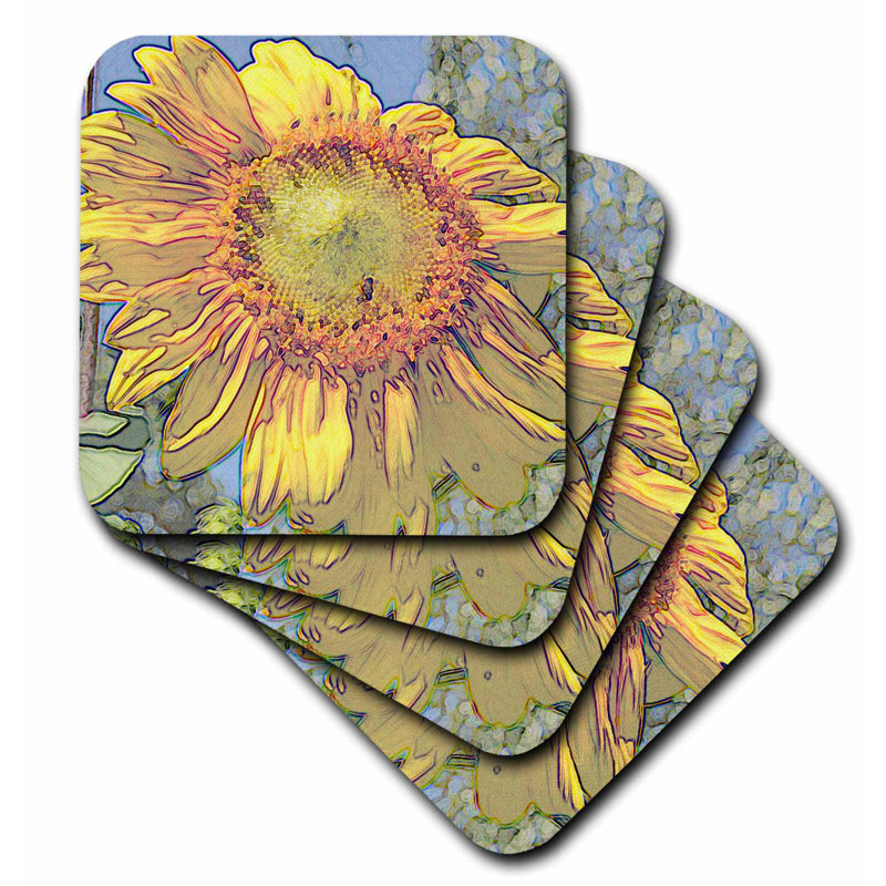 August Grove Sunflower Art Macro Of A Flower Floral Art Nature Ceramic Tile Coaster Wayfair