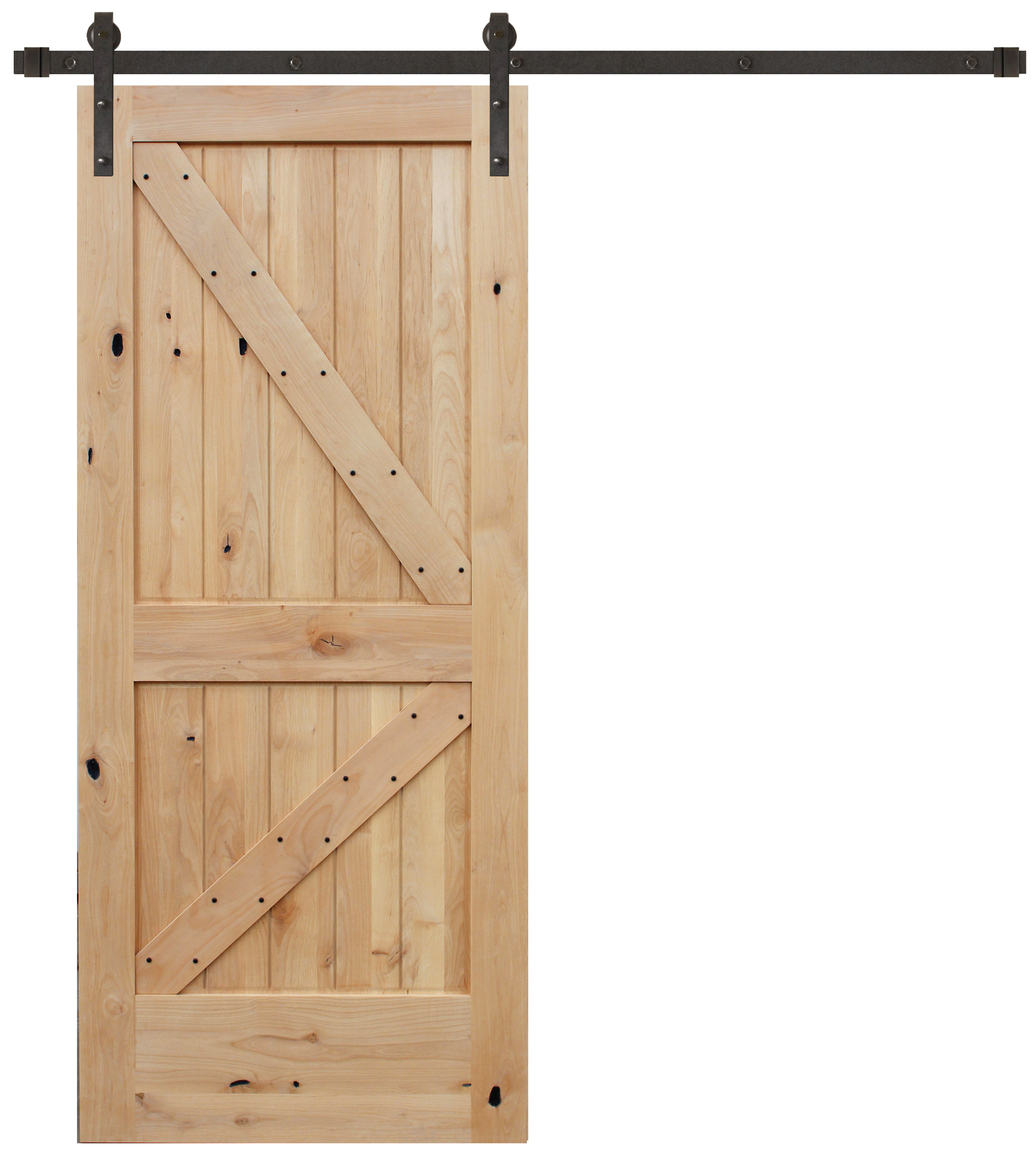 CreativeEntryways Paneled Wood Unfinished Barn Door with Installation