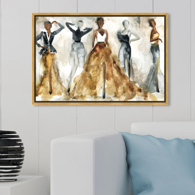 'Fashion and Glam Dancing All Night Dress' - Graphic Art Print on Canvas