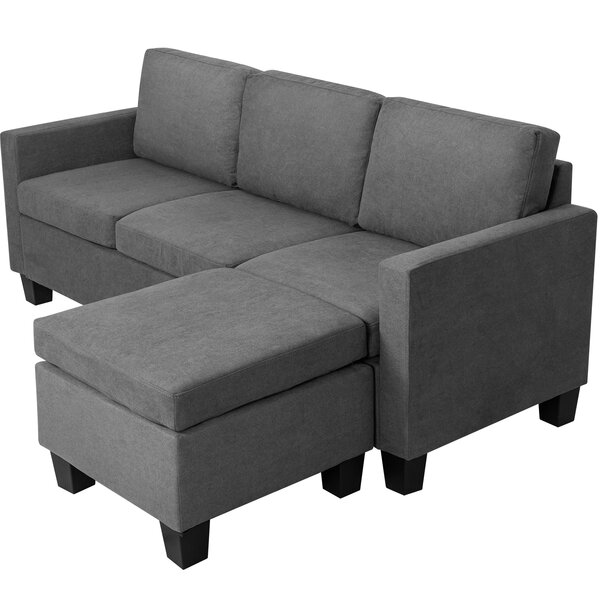 Hankinson 72 Wide Cotton Reversible Sofa & Chaise with Ottoman by Hashtag Home 