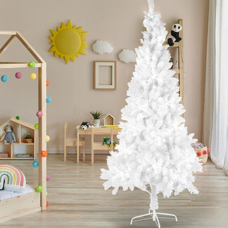 The Holiday Aisle 7ft White Christmas Tree With Metal Stand 800 Branch Tips Suitable For Indoor Outdoor Wayfair