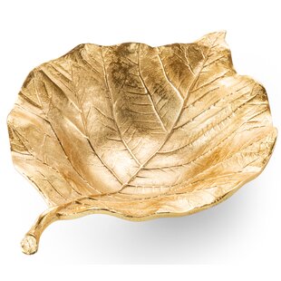 Autumn Leaf Shaped Serving Tray Set of 2 Yellow 14 inches 3 Dividers 