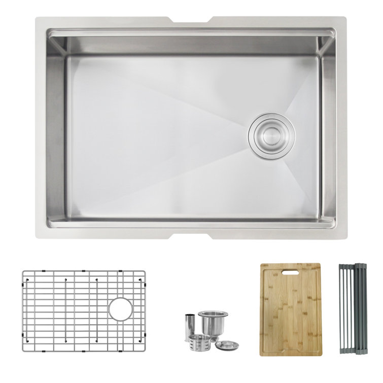 Workstation Single Bowl 16 Gauge Stainless Steel 27