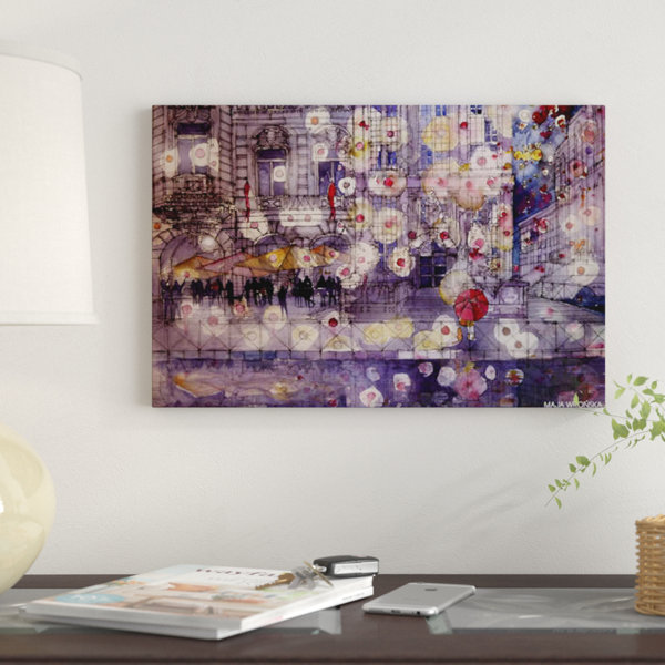 East Urban Home Girl With A Red Umbrella By Maja Wronska Graphic Art Print On Canvas Wayfair