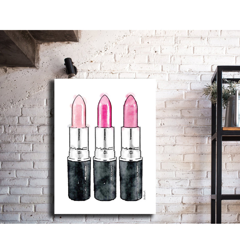House Of Hampton 3 Pink Sticks Acrylic Painting Print On Wrapped