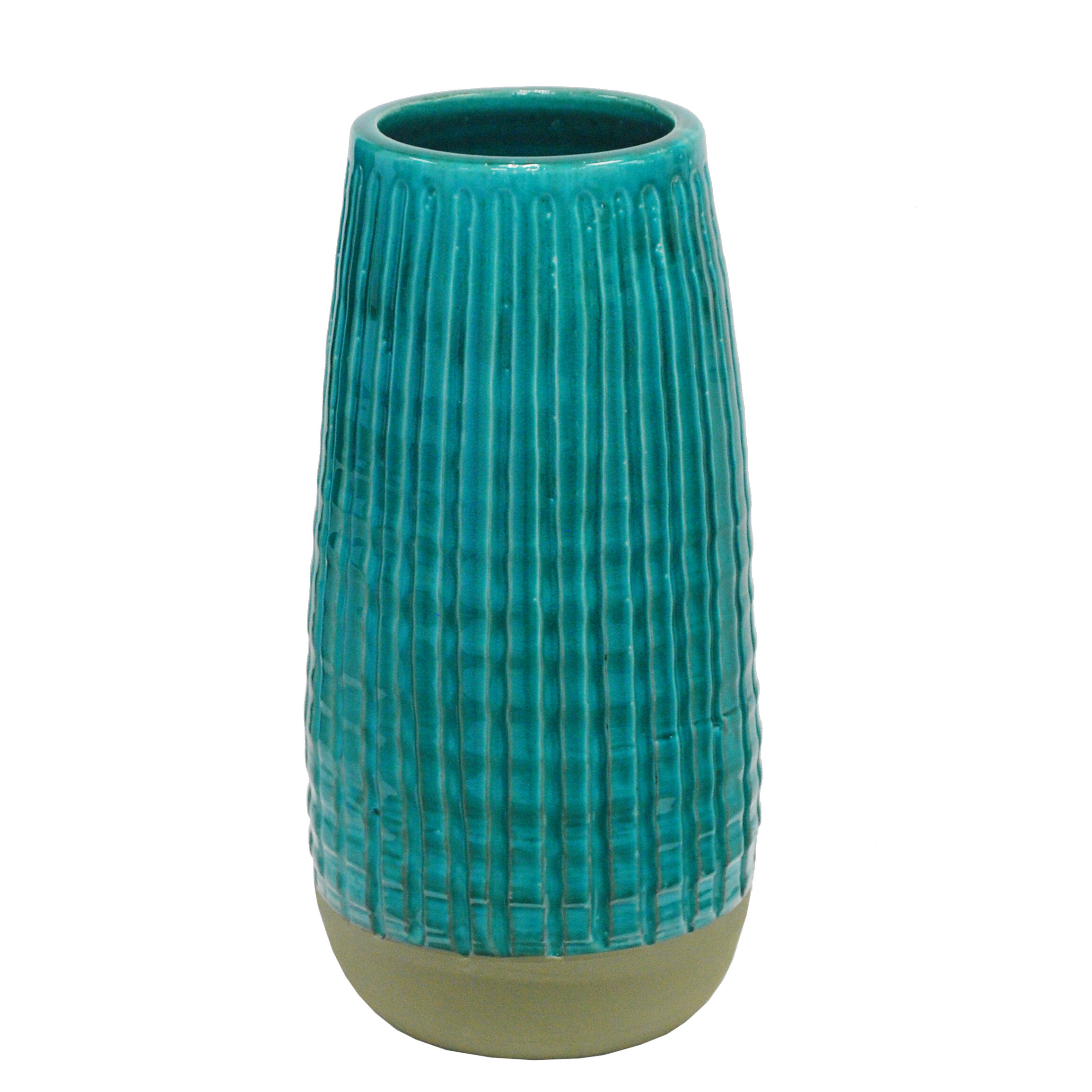 Winward Silks Striped Glazed Floor Vase Wayfair