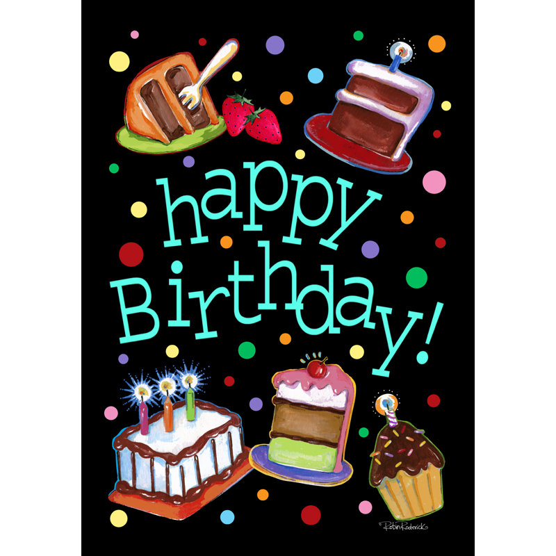 Toland Home Garden Happy Birthday Cake 2 Sided 28 X 40 Inch House Flag Wayfair