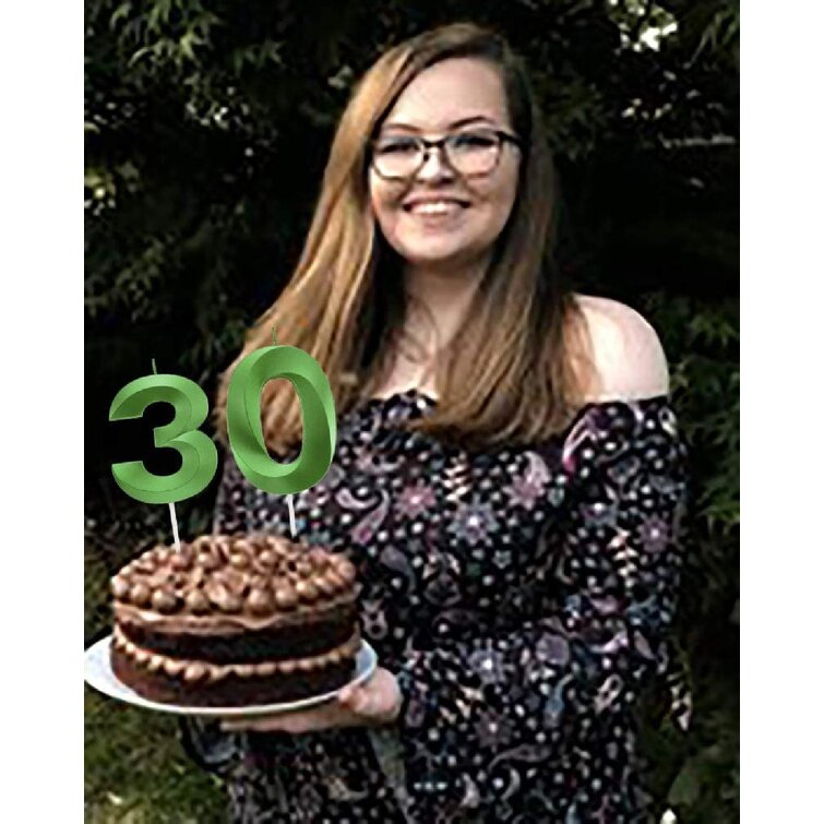 2.75in Large Size 3D Diamond Shape Metallic Green 3 Candles Metallic Green Number 3 Matte Finish Green Happy Birthday Cake Toppers Decorating and Celebrating for Adults/Kids Party/Family Baking 