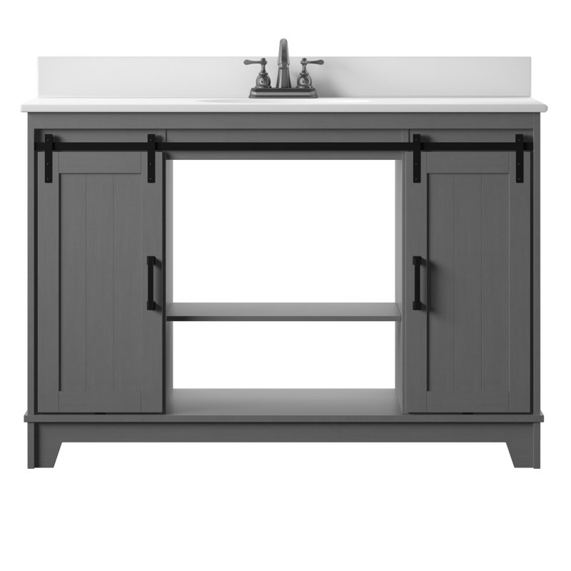 Gracie Oaks Trogdon Sliding Barn Door 49 Single Bathroom Vanity Set Reviews Wayfair