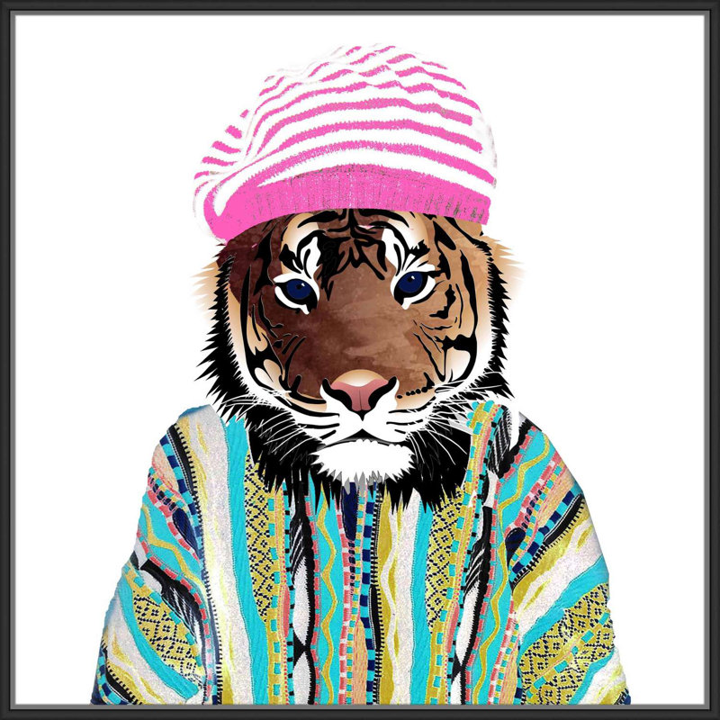 Jbass Grand Gallery Collection Hippie Tiger Framed Graphic Art Print On Wrapped Canvas