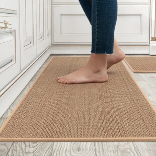 Motto Design Carvapet 2 Piece Kitchen Rug Set Non-Slip Backing Mat Throw Rug for Kitchen Doormat Runner Rug Set 17x24+17x24 Blackish 