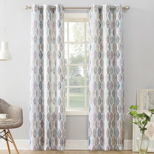 Grommets White with Gray and Green Leaf Design Duck River Textile PANEL-KARINE Set of Two Window Curtain Panels: 110 x 84 2
