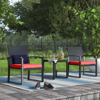 Happel Square 2 - Person 17.71" Long Bistro Set with Cushions
